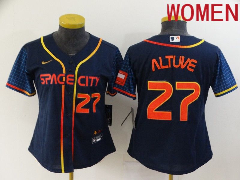 Women Houston Astros 27 Altuve Blue City Edition Game Nike 2022 MLB Jerseys